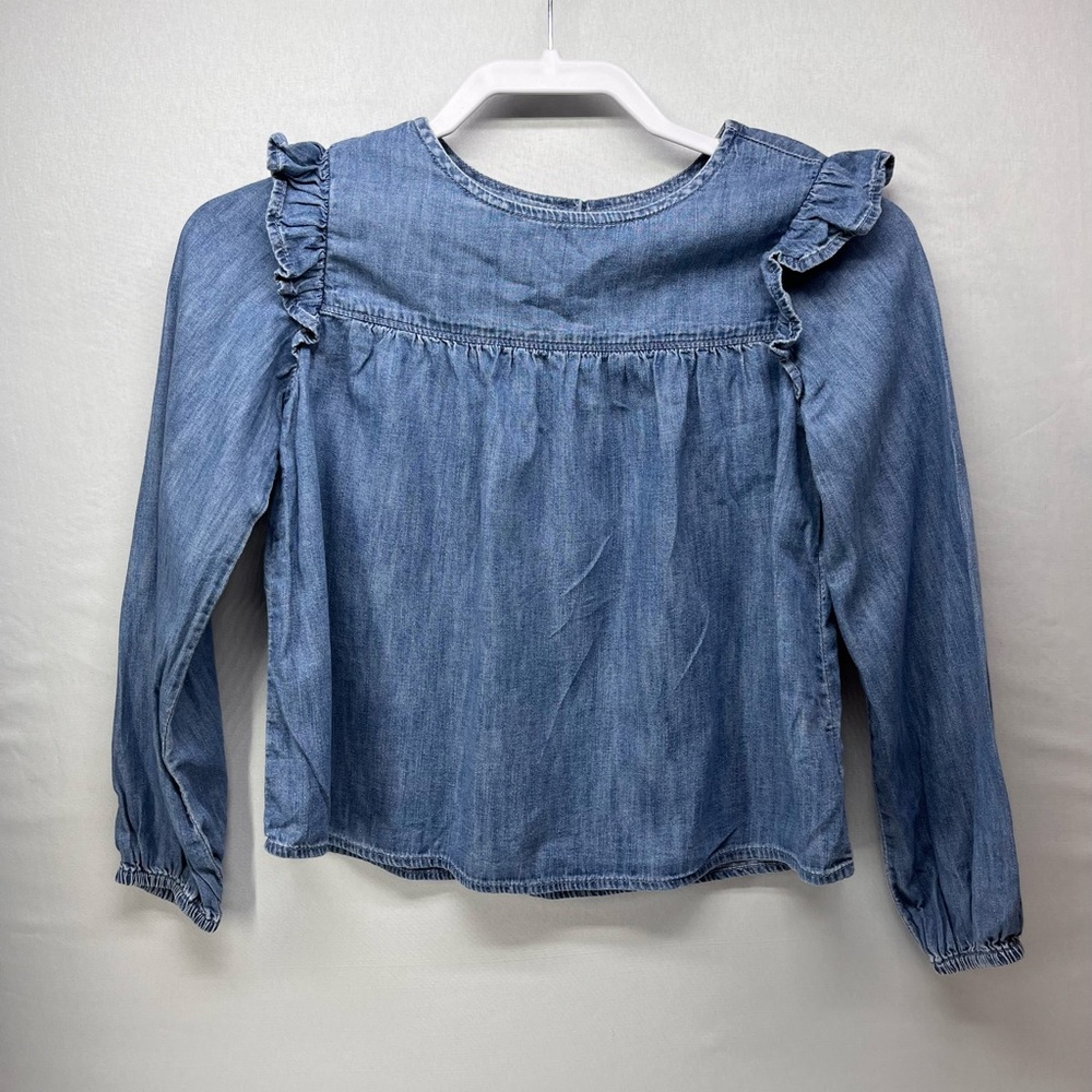 GAP Kids‎ Blue Ruffle Denim Blouse